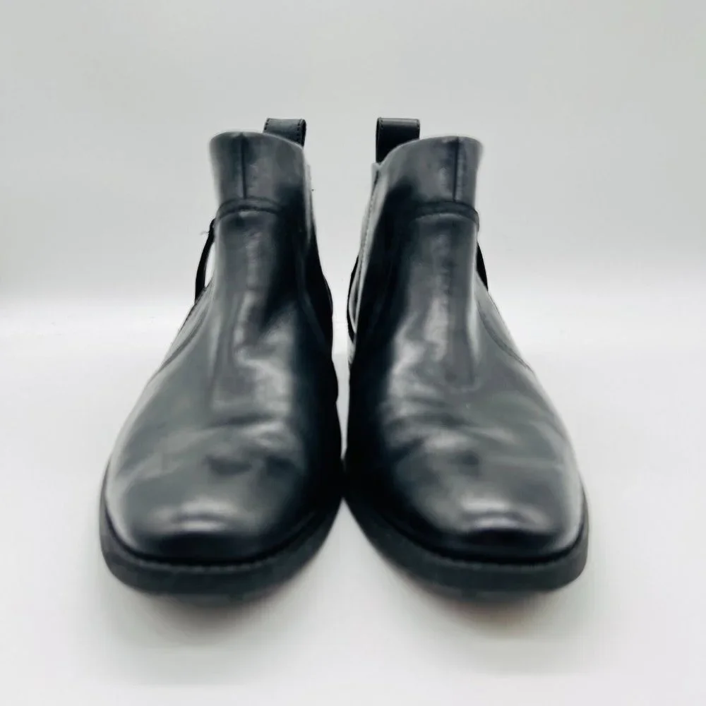 UGG Black Leather Ankle Booties with Side Zipper